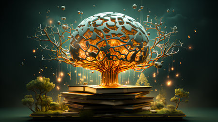 Abstract tree growing from a book. Mental training and education concept.の素材