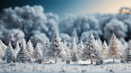 Christmas New Year festive beautiful winter snow-covered trees Christmas trees, background.の素材