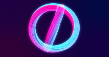 Abstract purple energy magic bright glowing spinning ring of lines, background.の写真素材