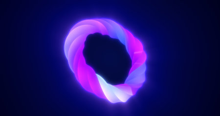 Abstract purple energy magic bright glowing spinning ring of lines, background.