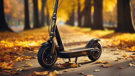 Sharing electric scooters in a big city, renting scooters for a short period of time for short city trips.の素材