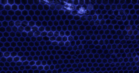 Abstract energy metal blue cells hexagons with waves background.の写真素材