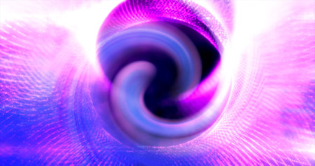 Round purple frame from energy magical glowing particles and light lines abstract background.の写真素材