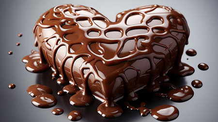 Delicious sweet beautiful chocolate cake dessert in the shape of a heart gift for Valentine's Day.の素材