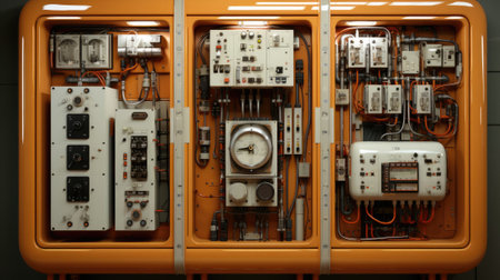 Industrial electrical cabinet, electrical equipment cell for a transformer substation with circuit breakers and relays.の素材