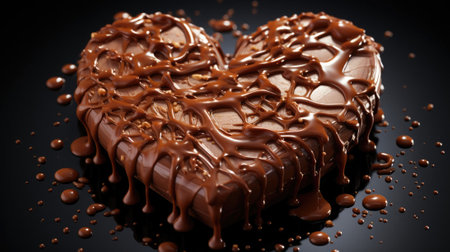 Delicious sweet beautiful chocolate cake dessert in the shape of a heart gift for Valentine's Day.の素材