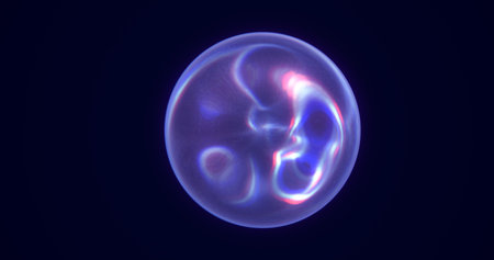 Blue glass energy plasma futuristic magic round ball sphere. Abstract background.