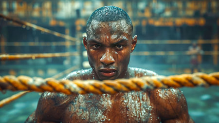 Boxer boxing in the ring.の素材