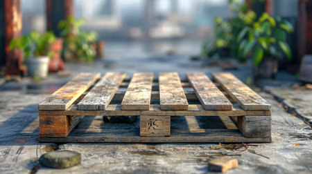 Wooden pallets for transportation of coal on the background of coal.の素材