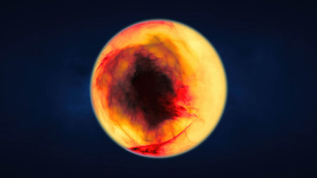 Yellow orange translucent glass energy futuristic magic round ball liquid plasma sphere. Abstract background. Video in high quality 4k, motion design.の写真素材