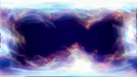 Multicolored energy magic frame made of futuristic waves and lines of liquid plasma smoke particles. Abstract background.の写真素材
