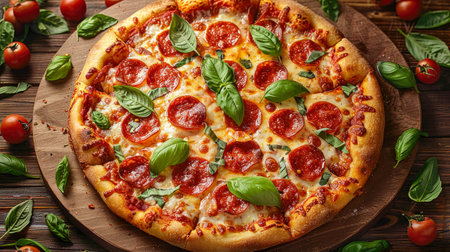 Tomato pizza on a dark wood background. tinting. selective focus.の素材