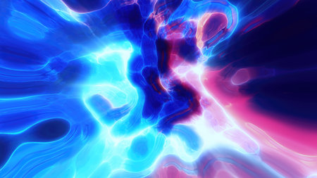 Abstract colorful bright glowing background with iridescent waves of energy and plasma rays with...