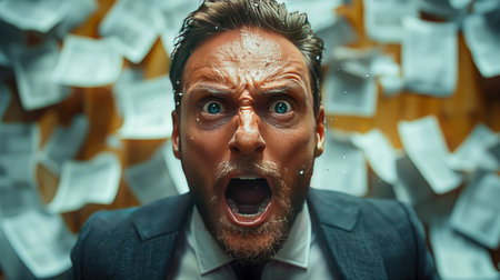 Surprised Businessman Shouting in the Office - Shocked Businessman.の素材