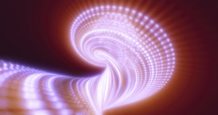 Abstract image of a fluid wave pattern in shades of purple with a glowing, dynamic effect,...