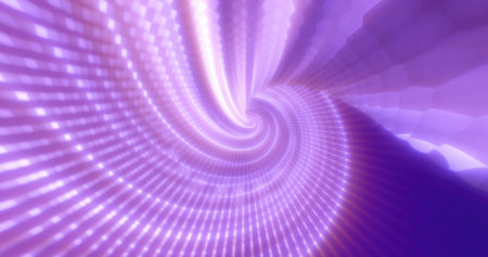 Abstract swirling purple tunnel with a futuristic, lit pattern. Perfect for concepts of technology, energy, and movement.の写真素材