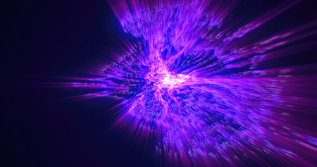 Vibrant purple and magenta light explosion in a dark background, symbolizing energy and creativity...