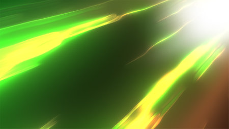 A striking green and yellow futuristic energy streak flowing across the composition.の写真素材