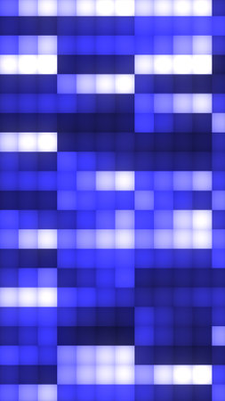 A grid of glowing blue and white squares, evoking digital data visualization or a futuristic LED interface.の写真素材