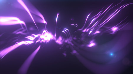 Abstract purple electric lines capturing dynamic energy flow and futuristic vibrancy.の写真素材