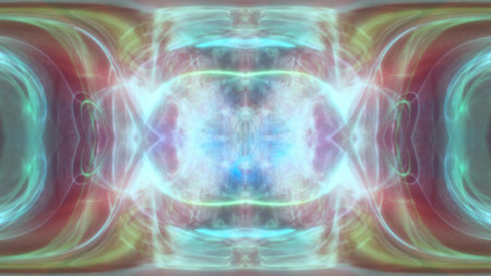 A mirrored abstract swirling energy, forming a cosmic and futuristic design.