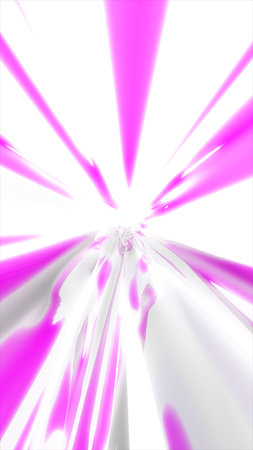 Abstract white and magenta burst of light with fluid motion, resembling a stylized energy explosion or warp.の写真素材