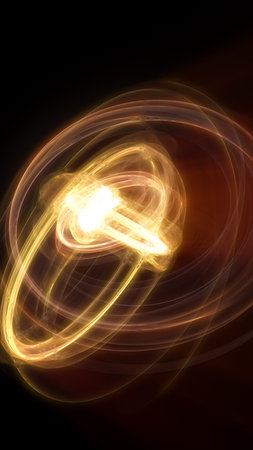 Golden swirling abstract form with a luminous vortex at the center, floating on a black background.