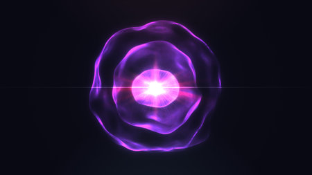 Glowing purple energy sphere with bright central starburst, radiating mystical futuristic light.