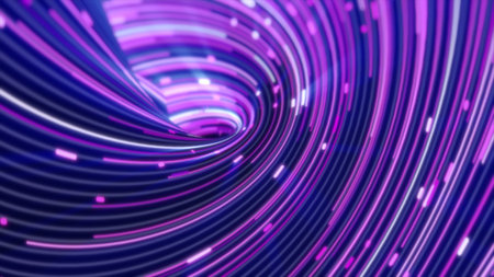 Abstract pink and blue swirling lines with glowing accents and dynamic curves, creating a vivid,...