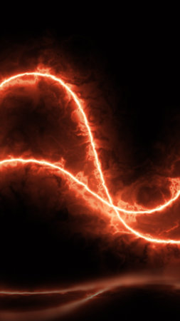 Glowing red energy lines forming an abstract infinity shape against a dark background, evoking power...