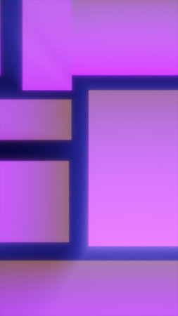Abstract gradient composition of glowing pink and purple rectangular blocks with soft edges.