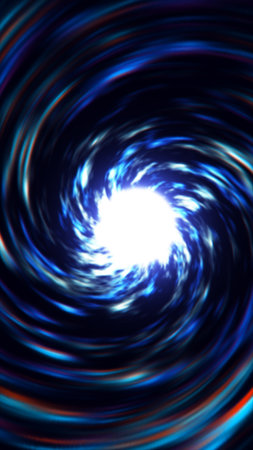 Bright blue glowing vortex spinning with dynamic energy, symbolizing motion, power, and futuristic cosmic force.の写真素材