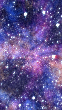 Vibrant cosmic starfield with blue, violet, and pink hues, creating a deep space abstract texture.