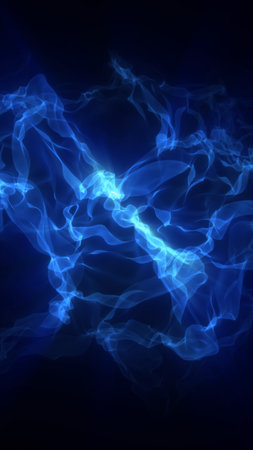 Abstract blue light waves flowing across a dark background, symbolizing motion, energy, and digital connection.の写真素材
