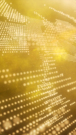 Golden explosion of particles radiating from a bright center, creating a dynamic cosmic burst effect.の写真素材