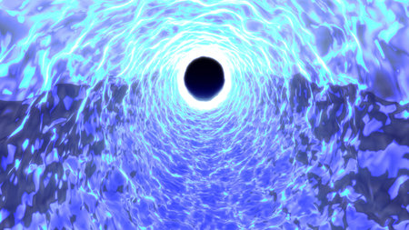 Tunnel blue from sparkling transparent shiny natural clean water.の写真素材