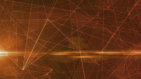 Abstract orange lines glowing high tech digital energy abstract background.