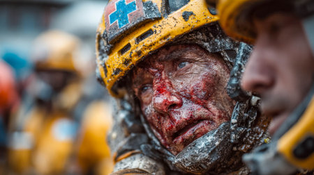 Lifeguards rescuing people in distress during an emergency, showing teamwork and urgency.の素材