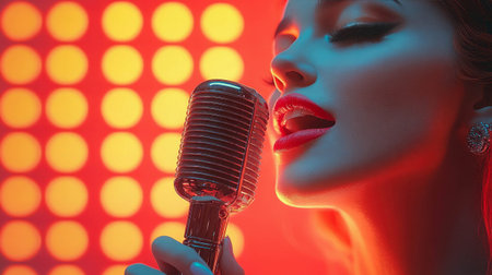 Colorful pinup pop art of a confident retro woman posing with style and attitude.の素材