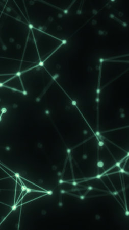 Abstract digital network with interconnected glowing nodes and lines, symbolizing futuristic...