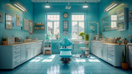 Interior of a modern dental clinic with chair.の素材