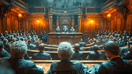 Interior of a courtroom or law enforcement office, law enforcement office, courthouse or law enforcement office.の素材