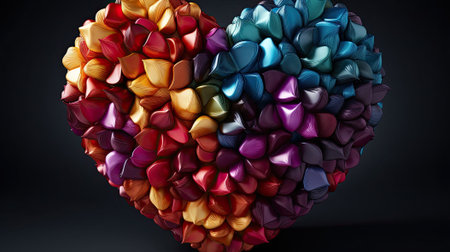 Multicolored romantic love toy construction set in heart shape, Valentine's Day concept.の素材