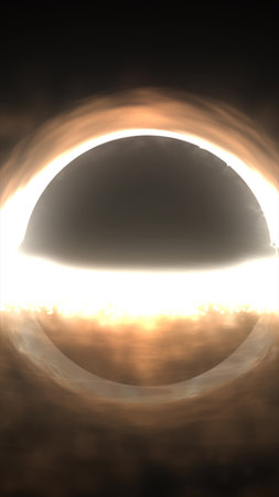 Dark cosmic abstract sphere resembling a black hole with glowing bright edge