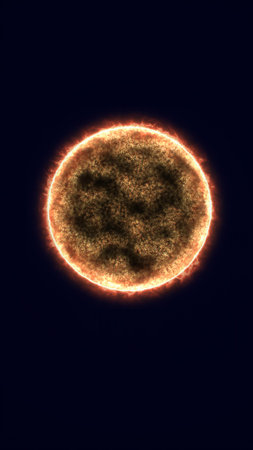 Glowing star surface with radiant plasma and magnetic storms on a dark cosmic background, depicting...