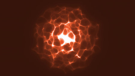 Abstract fiery glowing plasma sphere radiating bright light.
