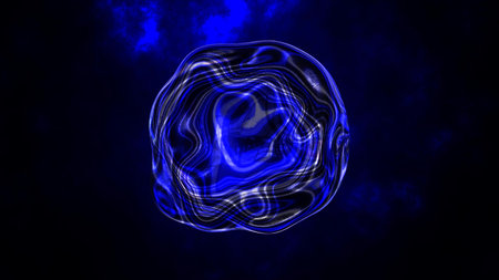 Abstract round blue sphere liquid iridescent soap bubble futuristic, abstract background.の写真素材