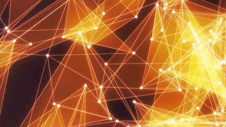 Abstract glowing network of connected dots and lines.