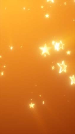 Warm golden background with glowing star-shaped particles, creating a magical, festive, and dreamy...