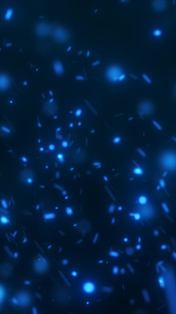 Dynamic blue particles floating in dark space, creating an abstract motion background full of depth...